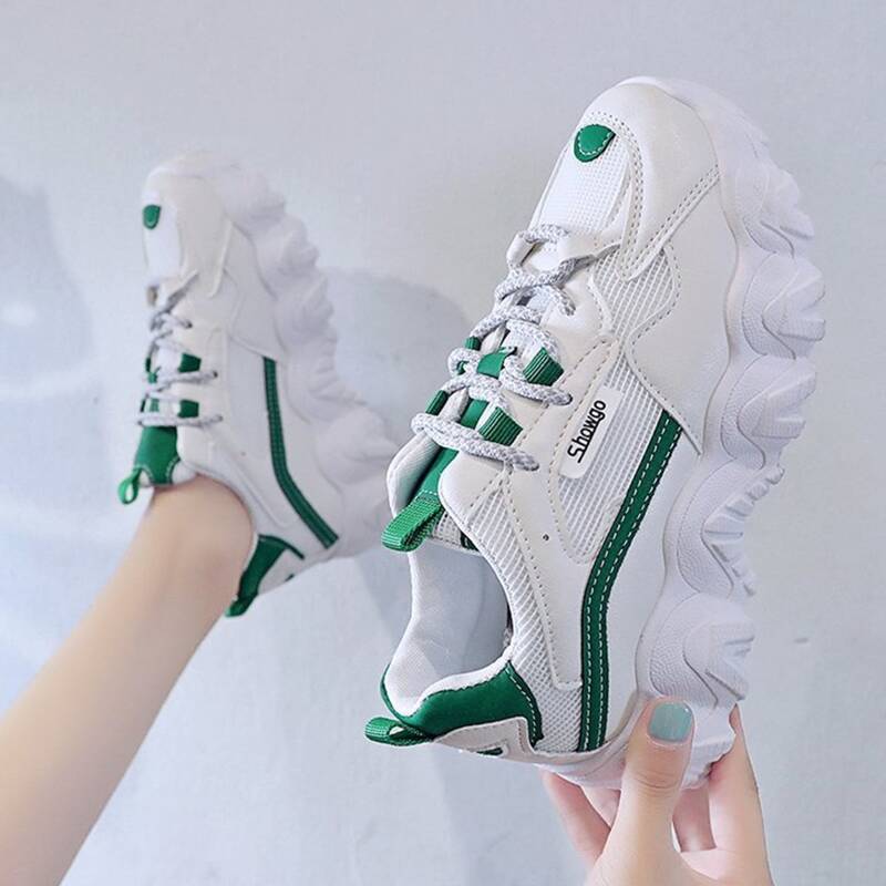 

Lace-up Front Chunky Sneakers, White