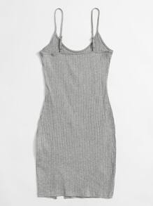 SHEIN EZwear Vestido ajustado tejido de canalé bajo con abertura