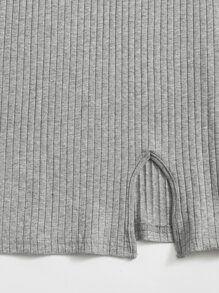 SHEIN EZwear Vestido ajustado tejido de canalé bajo con abertura