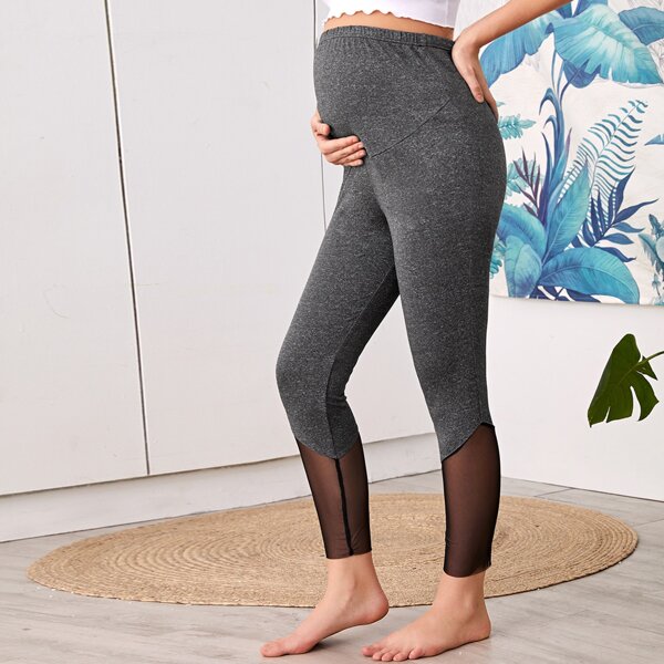

Maternity Sheer Mesh Insert Leggings, Dark grey