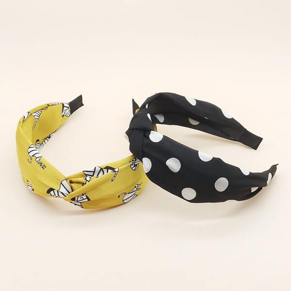 

2pcs Cartoon Graphic Cross Knot Hair Hoop, Multicolor