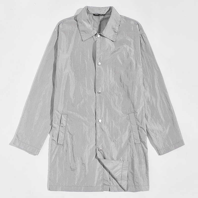 

Guys Single Breasted Slant Pocket Coat, Light grey