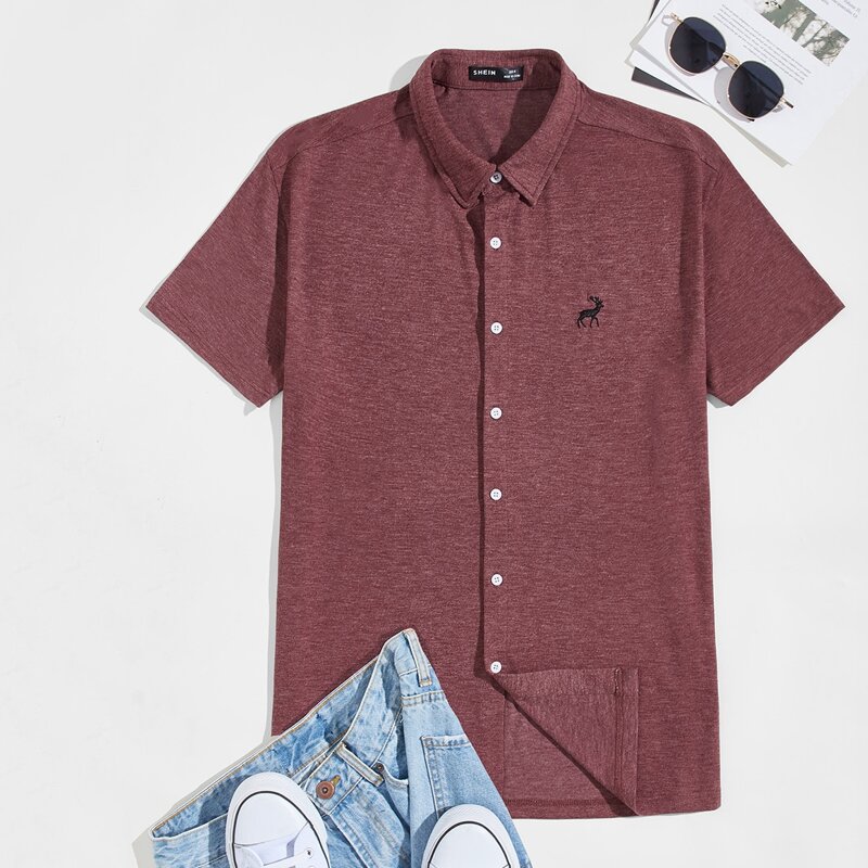 

Guys Deer Embroidered Shirt, Redwood