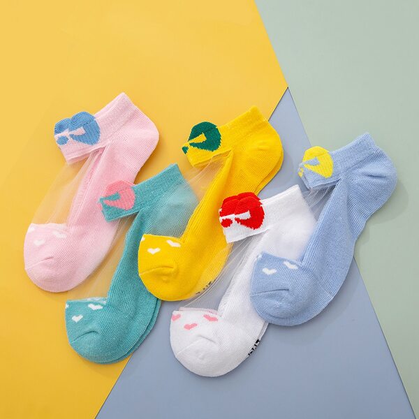 

5pairs Baby Heart Pattern Socks, Multicolor