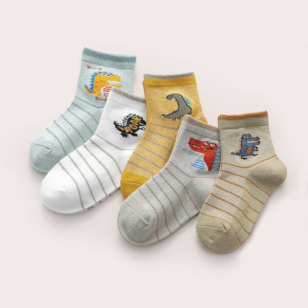 

5pairs Toddler Boys Cartoon Graphic Socks, Multicolor