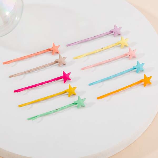 

10pcs Toddler Girls Star Decor Bobby Pin, Multicolor