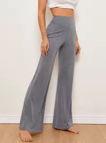 SHEIN Essnce Wide Leg Solid Trousers - Grey - View 1