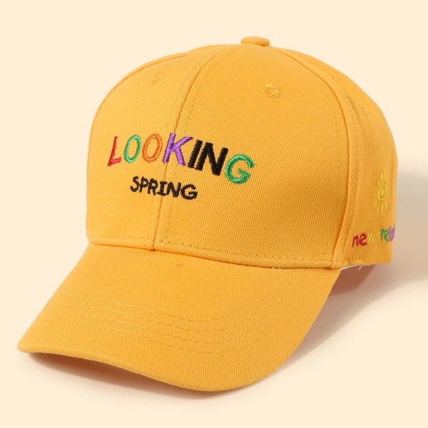 

Toddler Girls Letter Embroidery Baseball Cap, Yellow