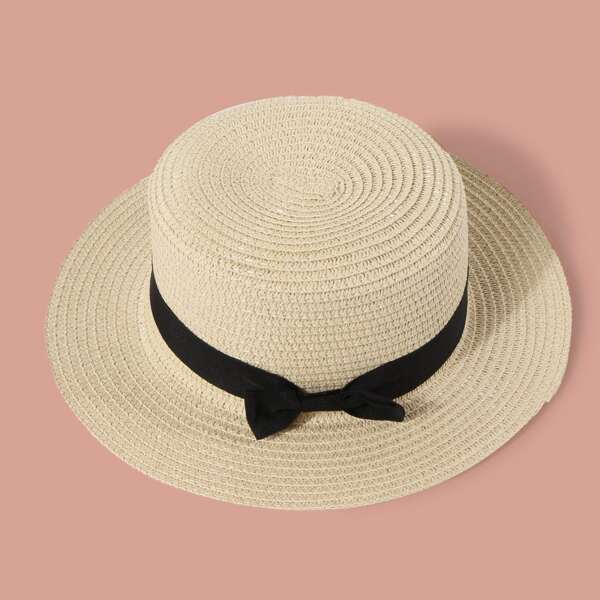 

Toddler Girls Bow Straw Hat, Beige
