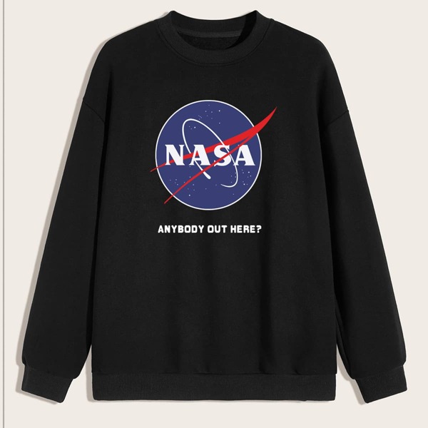 

Men Slogan Graphic Sweatshirt, Black
