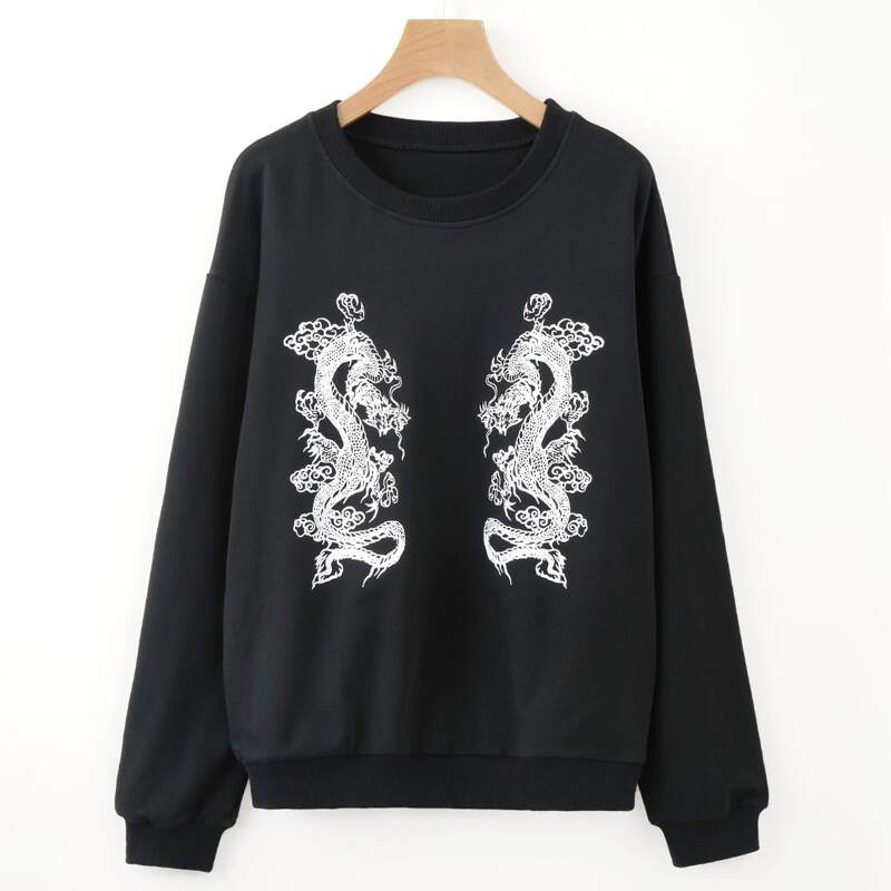 

Dragon Drop Shoulder Sweatshirt, Black