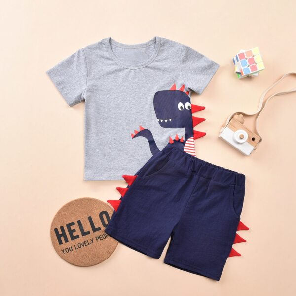 

Toddler Boys Dinosaur Graphic 3D Design Tee & Shorts, Multicolor
