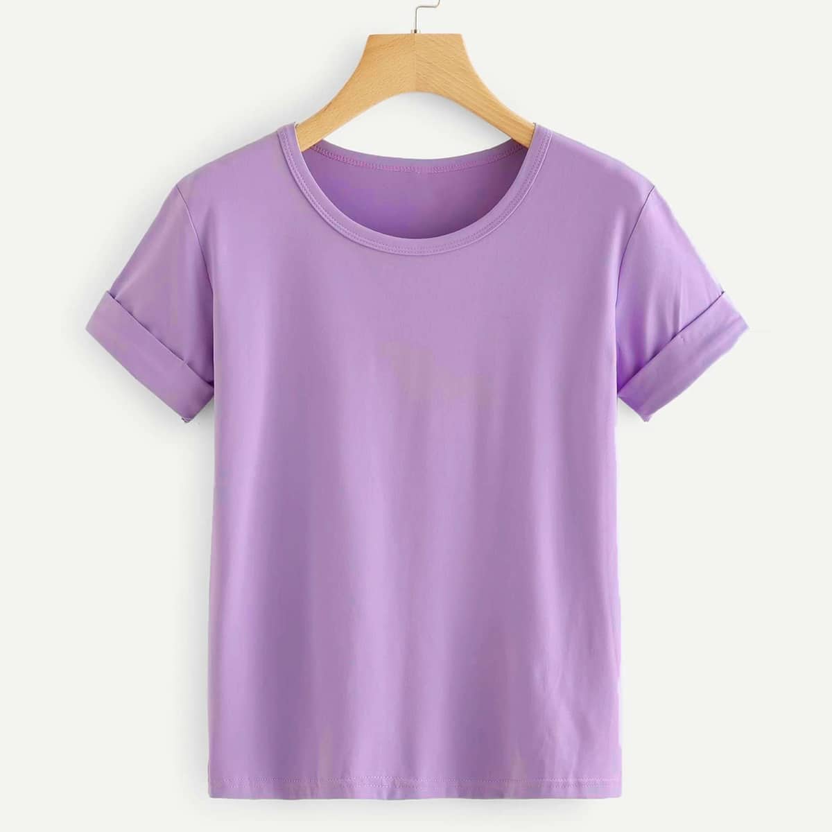 

Rolled Sleeve Tee, Lilac purple