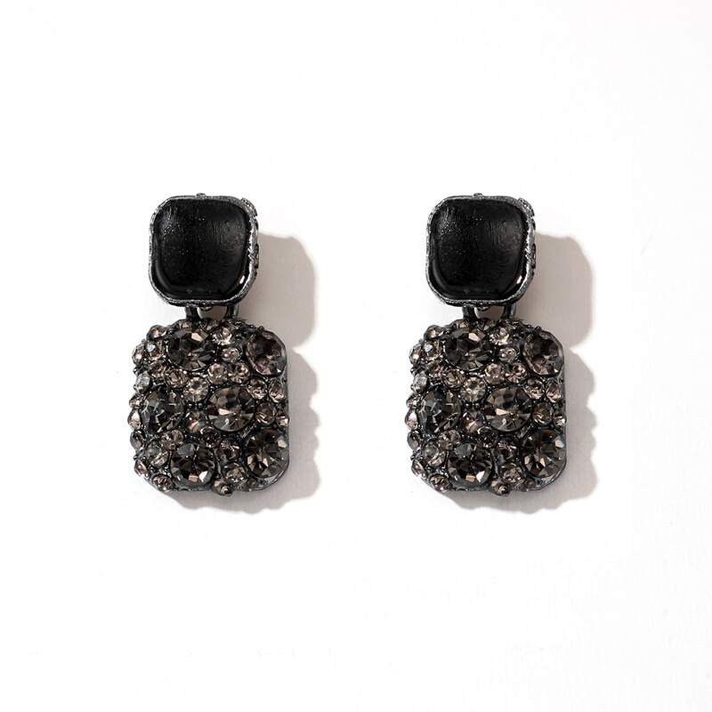 

Rhinestone Geo Drop Earrings, Black