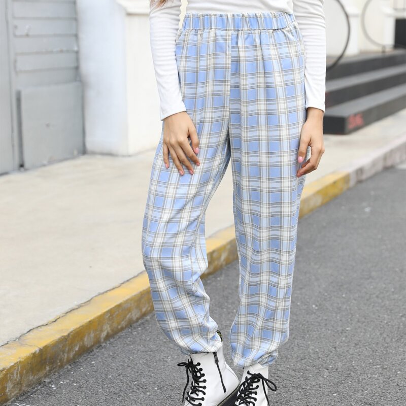 

Plaid Elastic Waist Pants, Multicolor