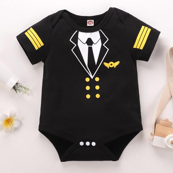 

Baby Boy Graphic Print Bodysuit, Black