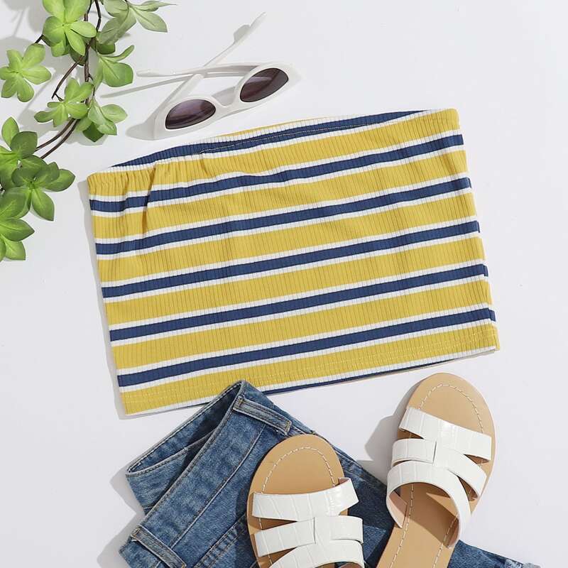

Striped Crop Tube Top, Multicolor