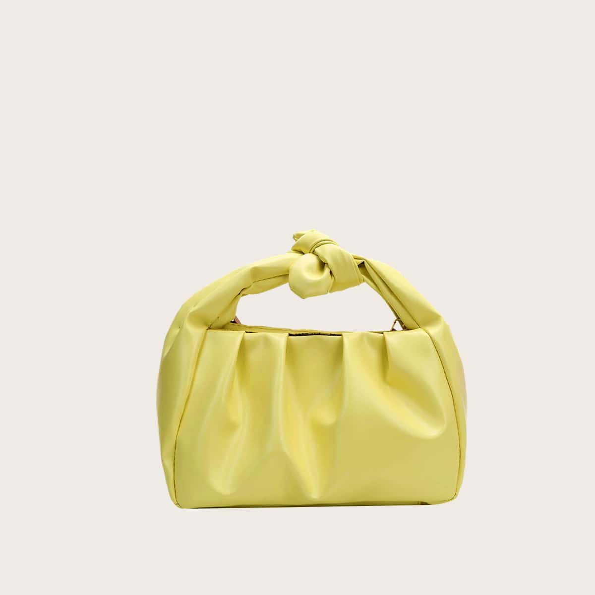 

Knot Handle Ruched Bag, Yellow pastel