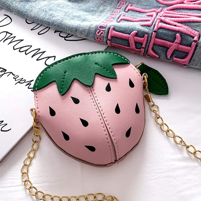 

Strawberry Chain Crossbody Bag, Pastel baby pink