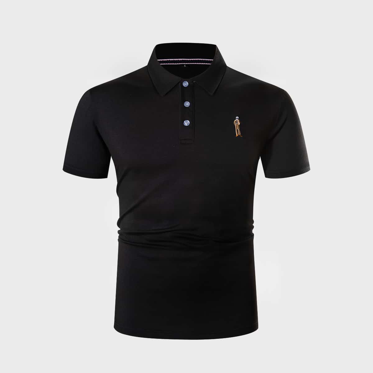 

Guys Figure Embroidery Polo Shirt, Black