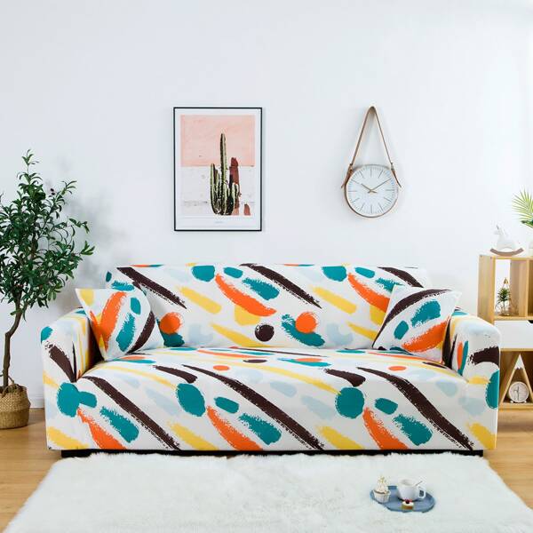 

Graphic Print Sofa Cover Without Cushion, Multicolor