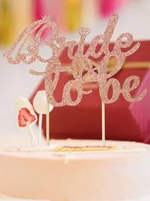 1入組字母圖案蛋糕裝飾 - 香檳色 - 查看 1