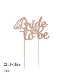 1入組字母圖案蛋糕裝飾 - 香檳色 - 查看 2