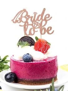 1入組字母圖案蛋糕裝飾 - 香檳色 - 查看 3