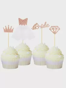 4 piezas Decoración de pastel boda - Champán - Ver 1