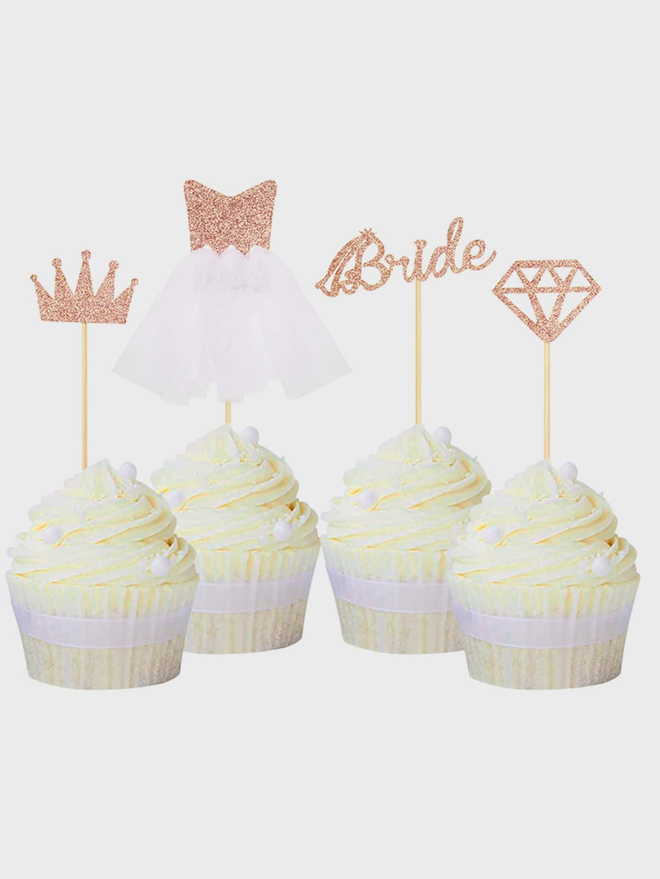 4 piezas Decoración de pastel boda - Champán - Ver 1