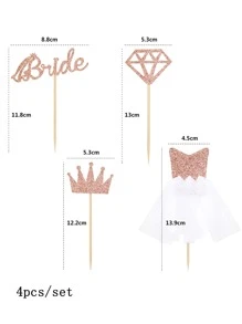 4 piezas Decoración de pastel boda - Champán - Ver 2