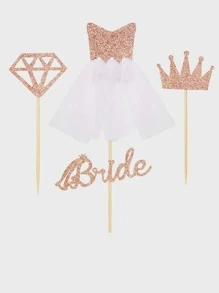 4 piezas Decoración de pastel boda - Champán - Ver 3