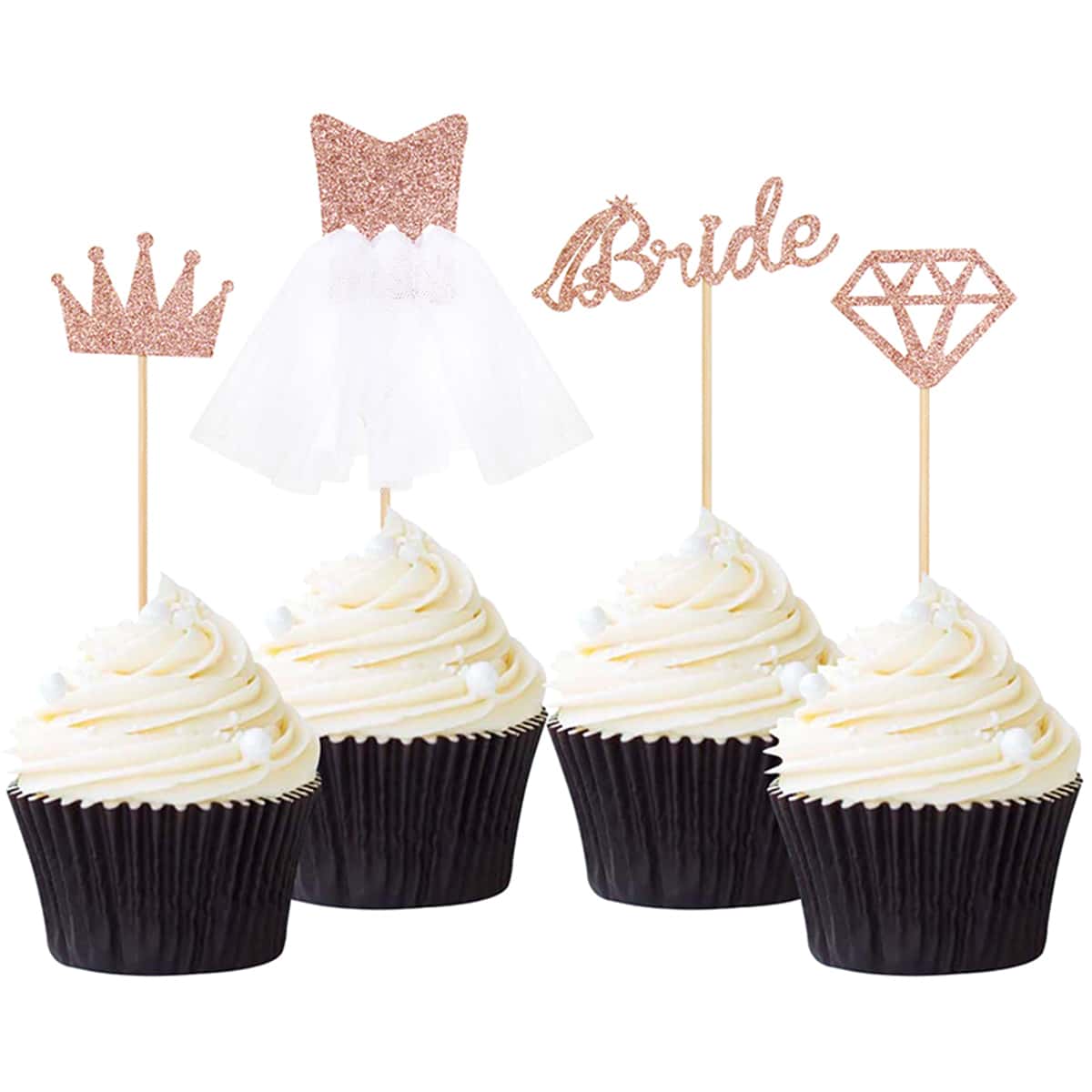

4pcs Weeding Cake Topper, Champagne
