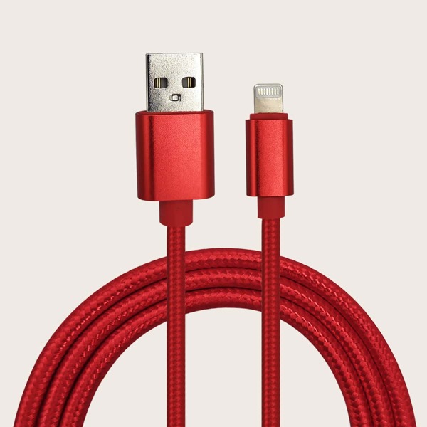 

1pc Braided Line iPhone Data Cable, Red