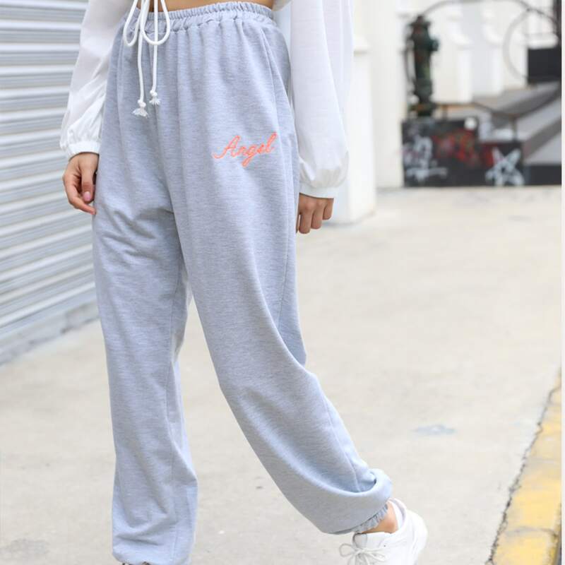 

Letter Embroidery Joggers, Light grey