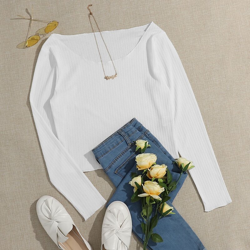 

White Ribbed Tee