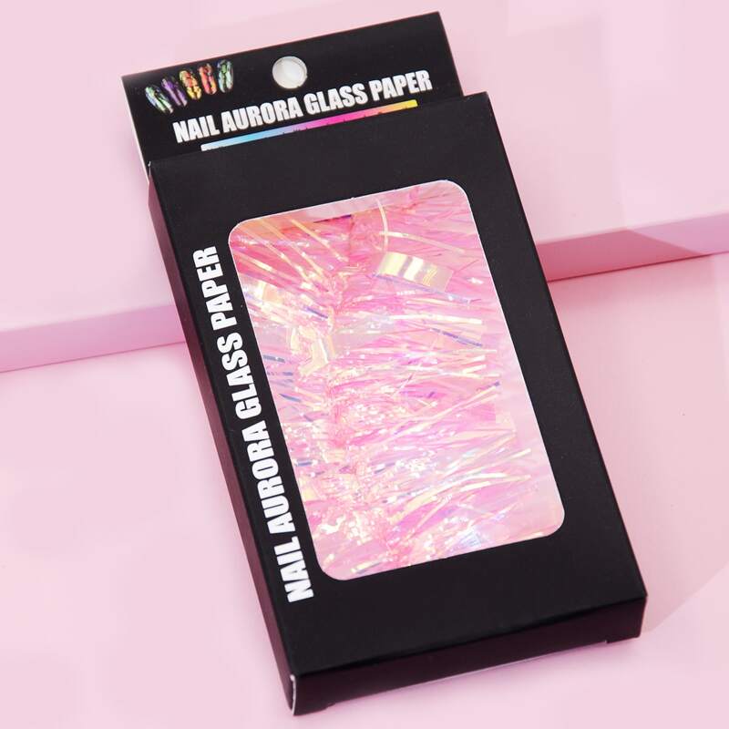 

1box Nail Aurora Glass Paper, Pink