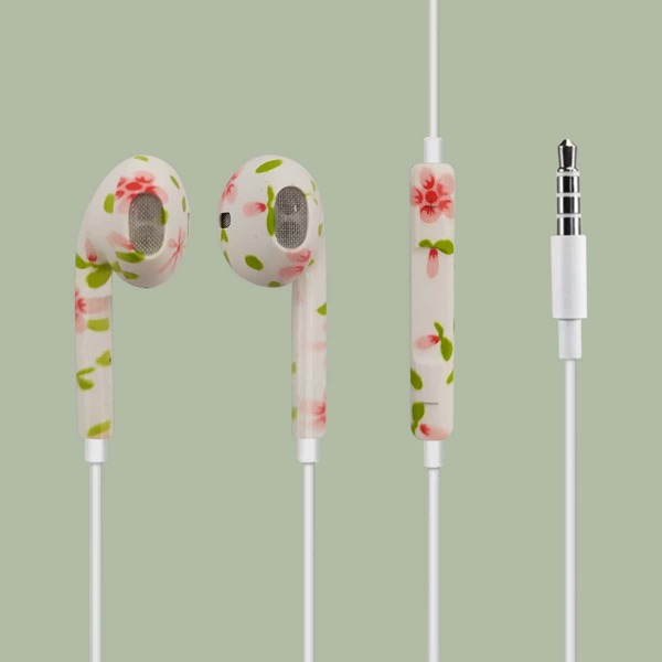

1pc Flower Print In-ear Headphone, Multicolor