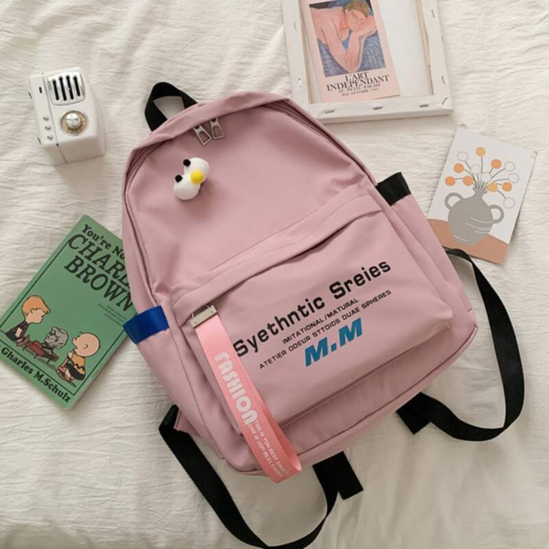 

Letter Graphic Pocket Front Backpack, Pink
