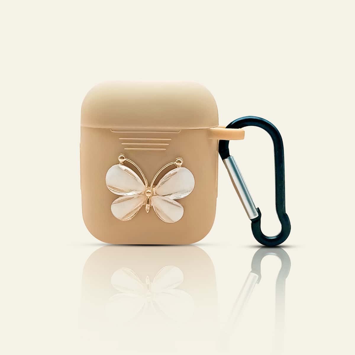 

1pc Butterfly Decor AirPods Case, Coffee brown