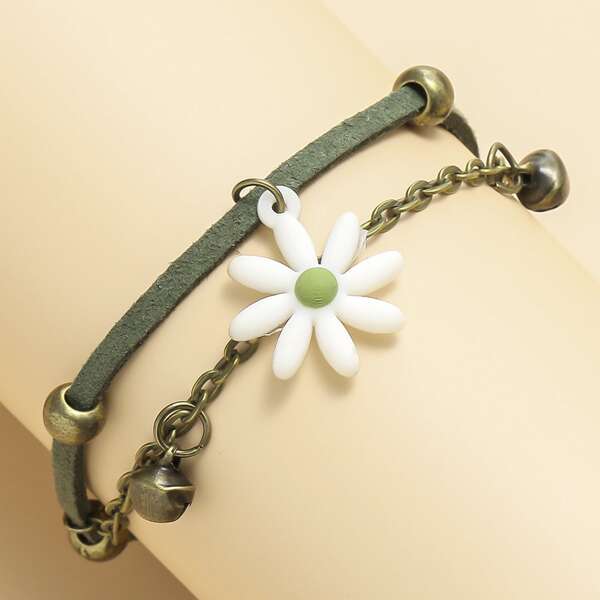 

Girls Daisy Charm Bracelet, Multicolor