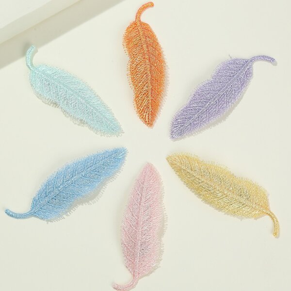 

6pcs Leaf Hair Clip, Multicolor