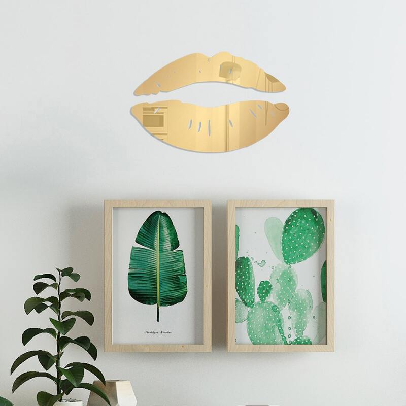 

Lip Print Mirror Surface Wall Sticker, Gold