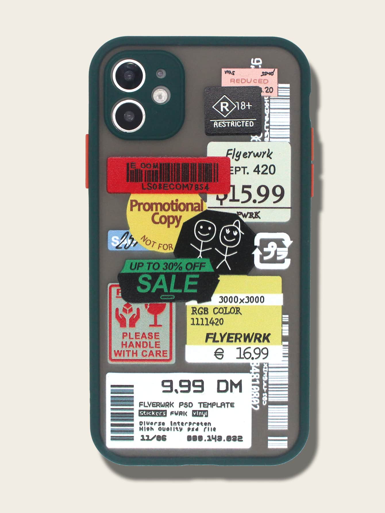 1入組標籤列印手機殼，適用於iPhone 11、iPhone 13、iPhone 14 Pro Max - 彩色 - 查看 1