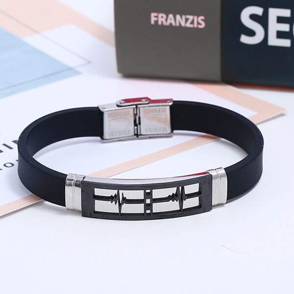 

Men Metal Decor Bracelet, Black