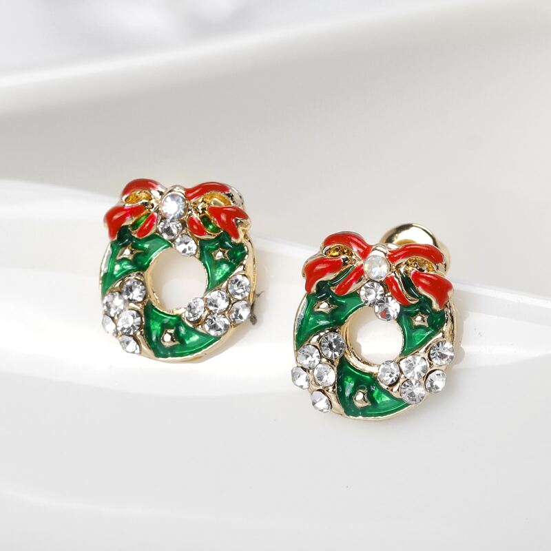 

Rhinestone Bow Design Stud Earrings, Multicolor