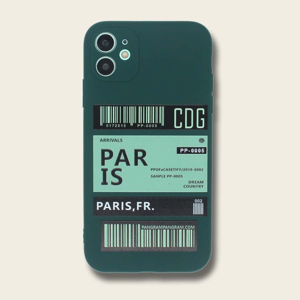 

1pc Letter Graphic iPhone Case, Dark green