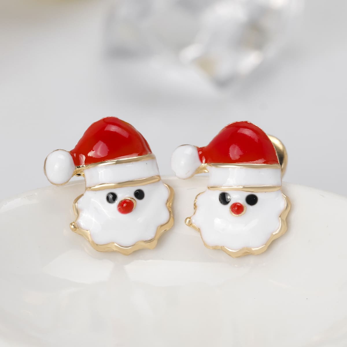 

Santa Claus Design Stud Earrings, Red