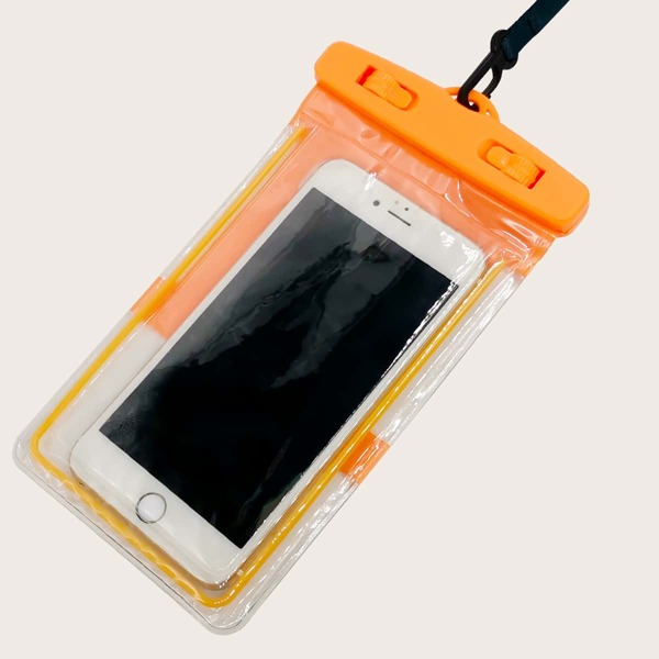 

1pc Clear Phone Waterproof Bag, Orange