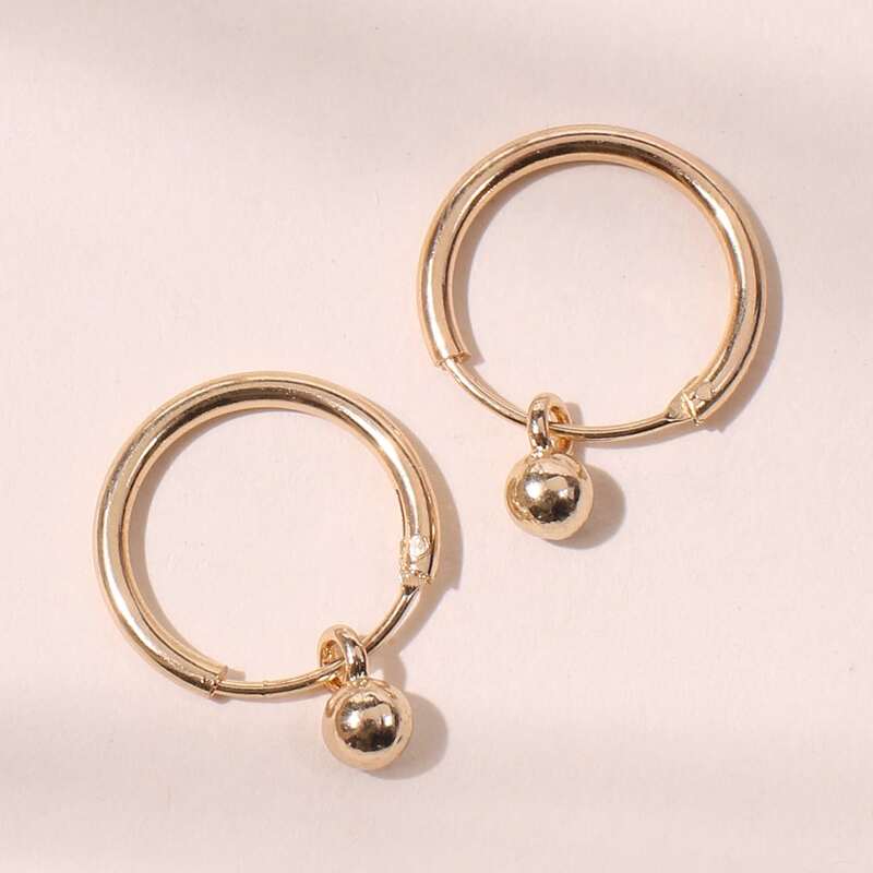

Ball Decor Hoop Earrings, Gold